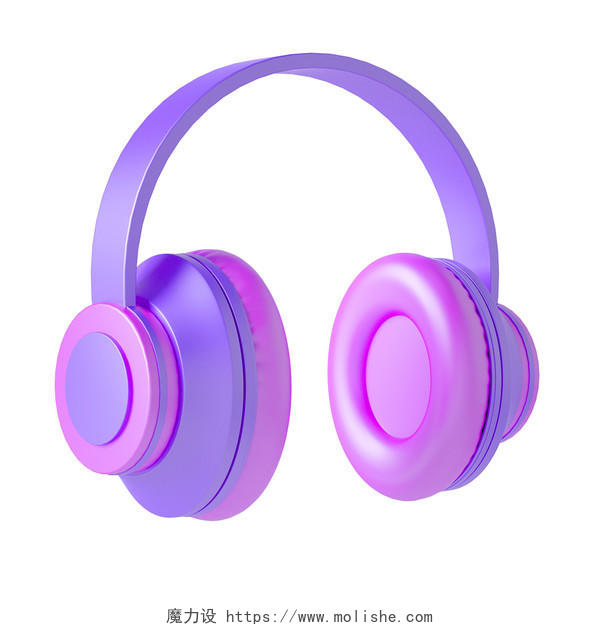 紫色卡通3D立体耳机电器元素3DC4D